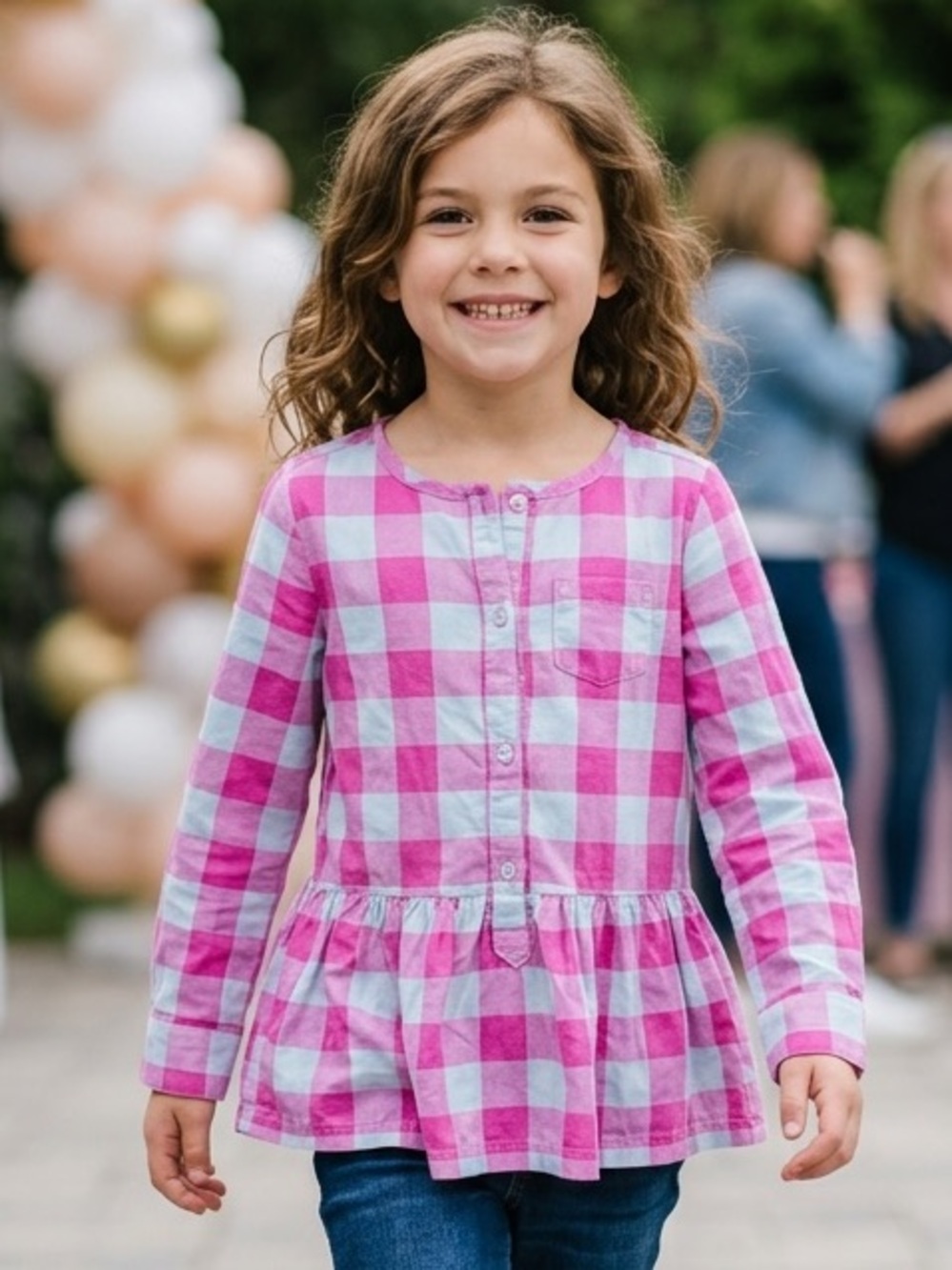 Carter's Girls Long-Sleeve Plaid Top with Metallic Threading Size 6X